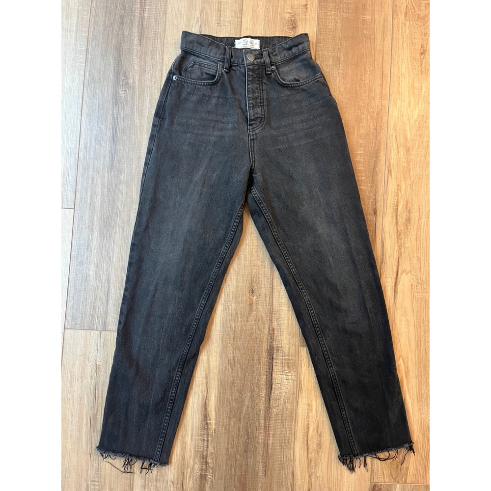 We The Free Free People CRVY High Rise Tapered Mom Jeans Washed Black 25
